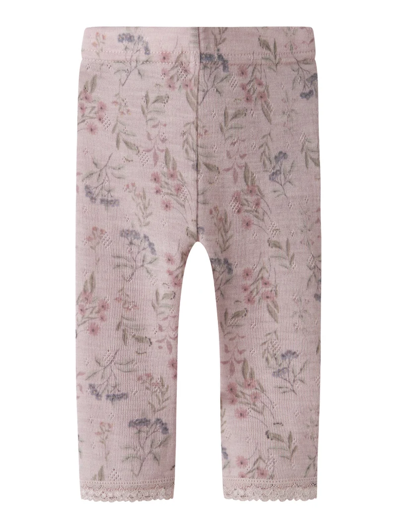 Wang 100% Merinoull Leggings Med Blommor