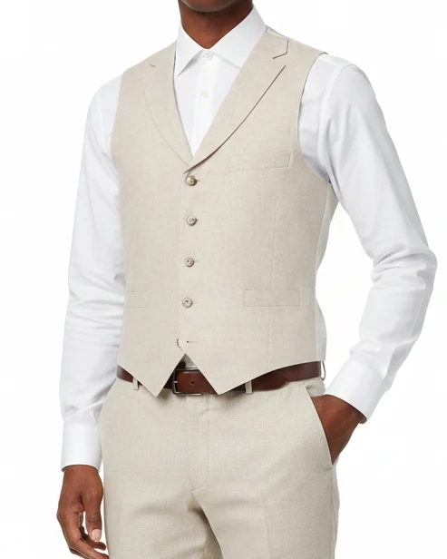 SIR OF SWEDEN Joel Linen Waistcoat - Beige