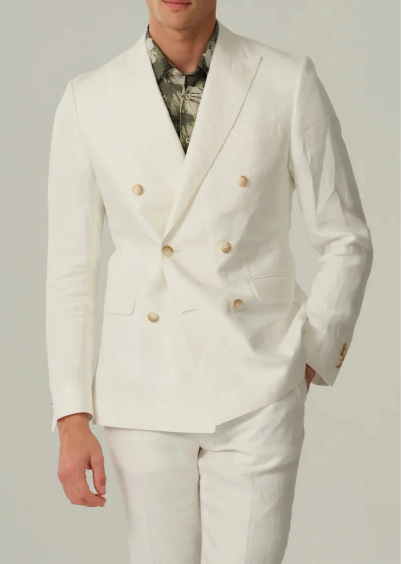 SAND Star Linen DB Suit - White