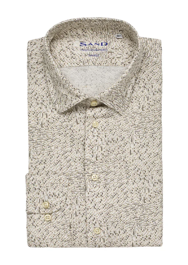 SAND State Soft Linen/Cotton Pattern Shirt - Beige