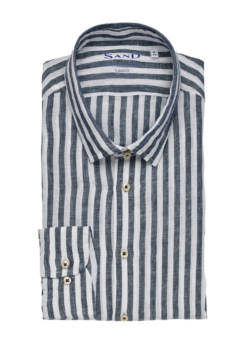 SAND State Soft Striped Linen Shirt - Royal Blue