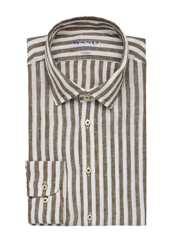 SAND State Soft Striped Linen Shirt - Brown