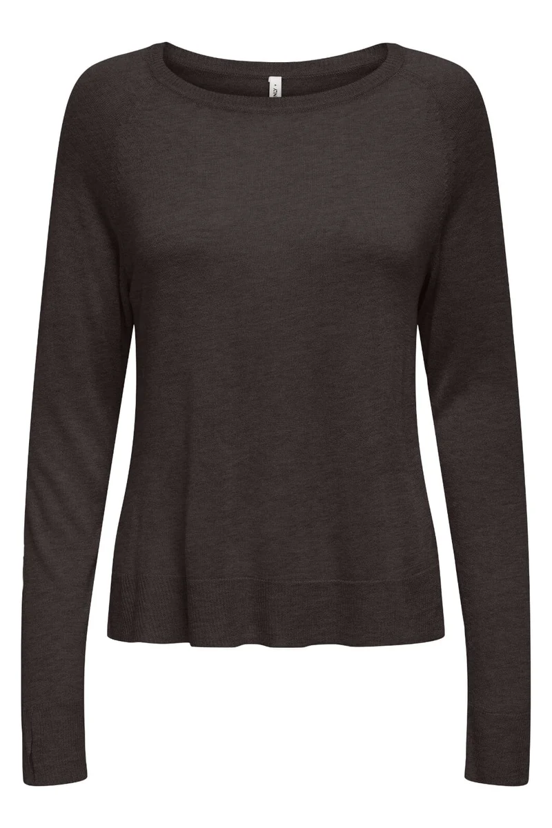 Only - Onlvienna Ls O-Neck Knt - 4838284 Chocolate Torte Melange