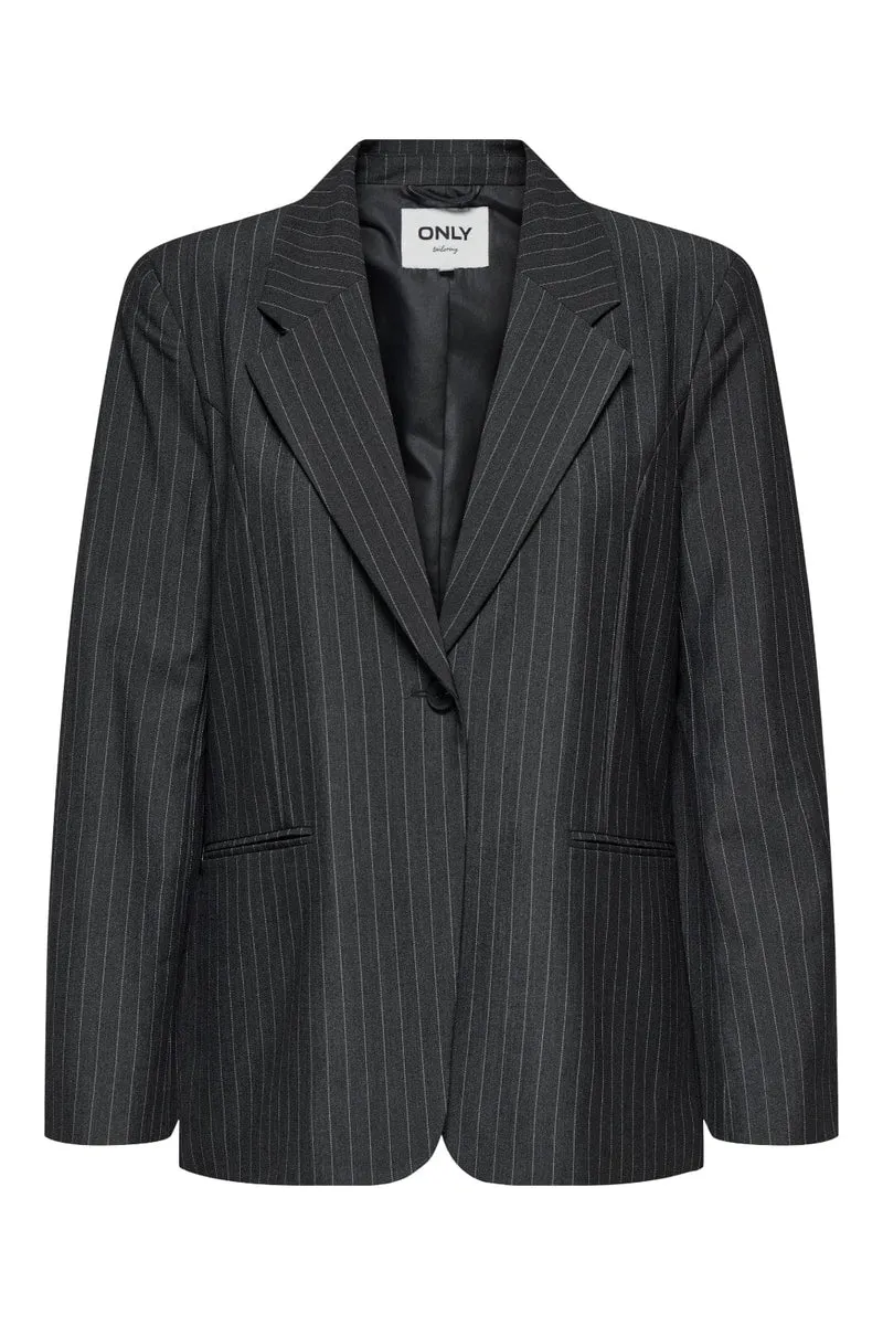 Only - Onlnisa Life L/S Pinst Ovs Blazer Cc Tlr - 4785813 Dark Grey Melange W. Ultimate Gray