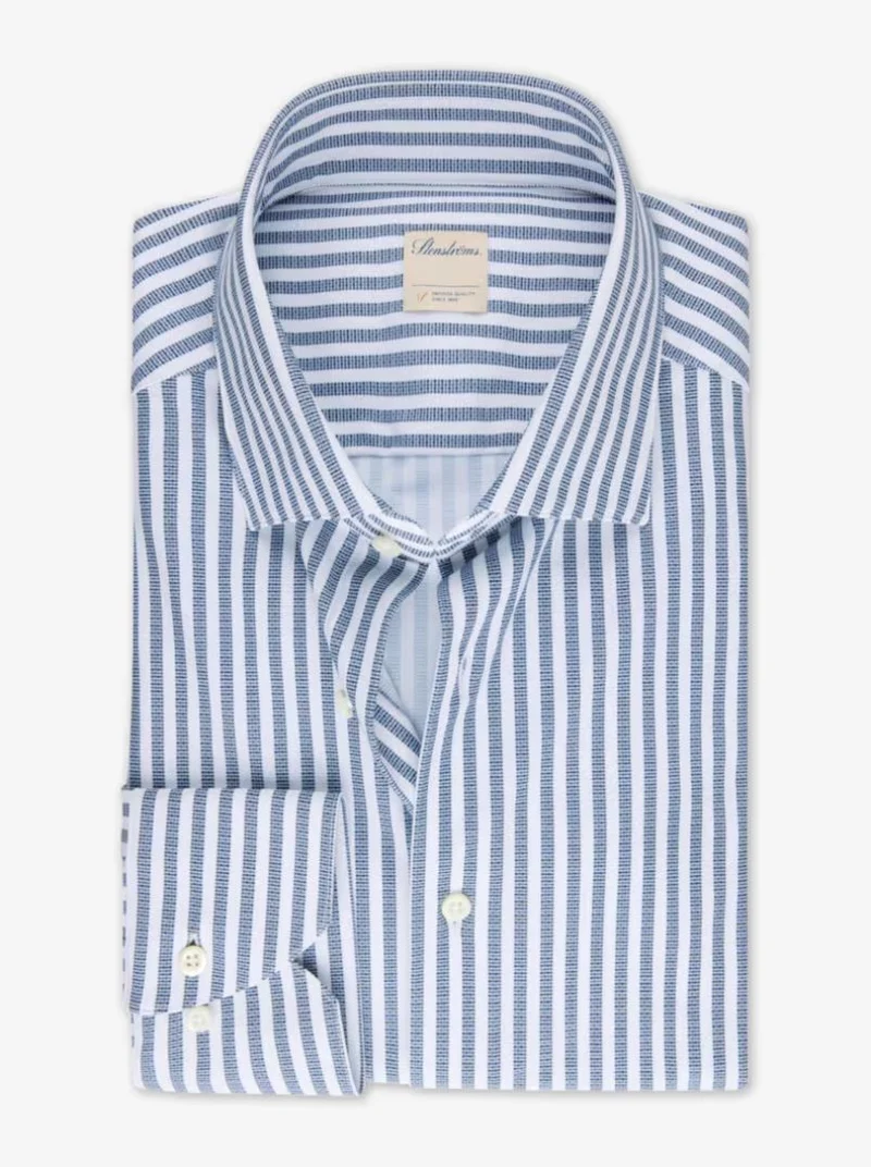 STENSTRÖMS Active Stretch Striped Shirt - Blue
