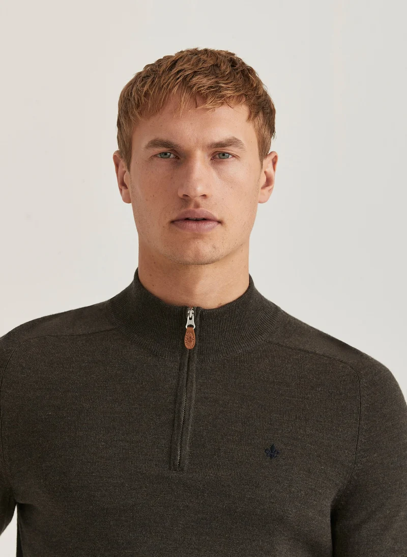 MORRIS Merino John Zip - Brown