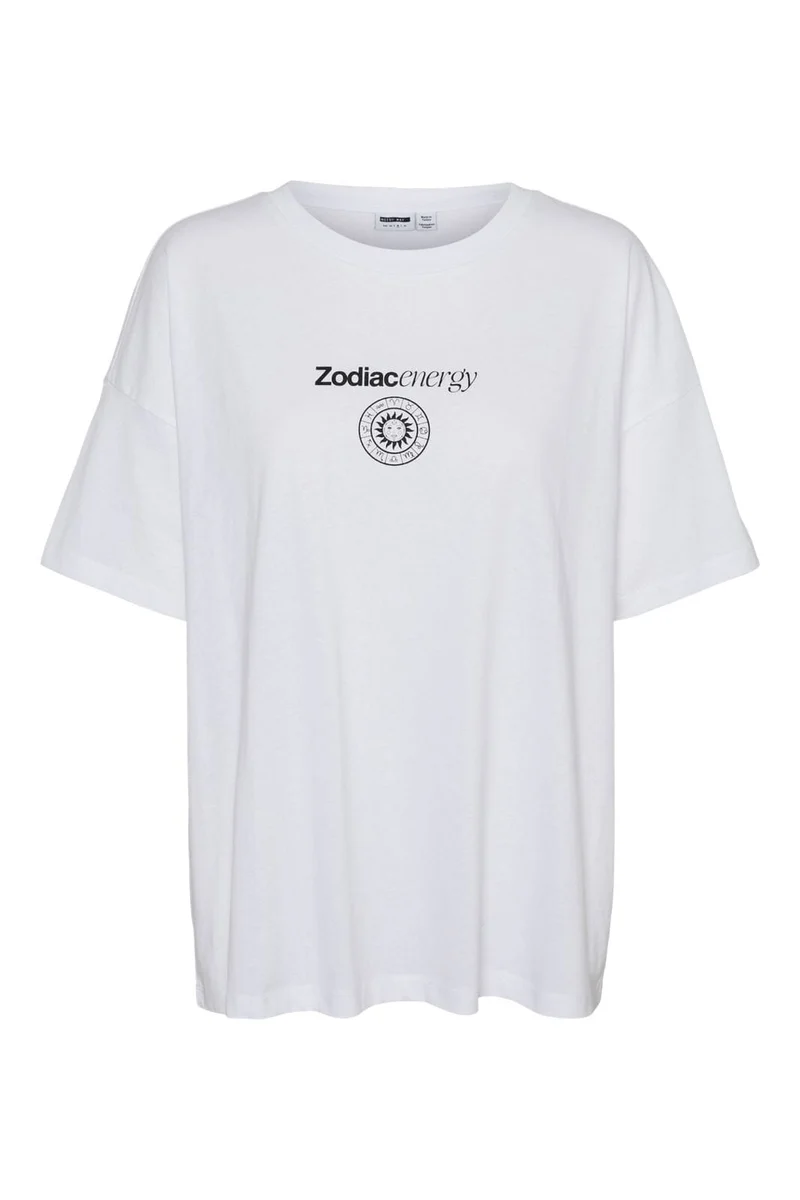 Noisy May - Nmpluto Ida S/S T-Shirt - 4911433 Bright White Zodiac Energy