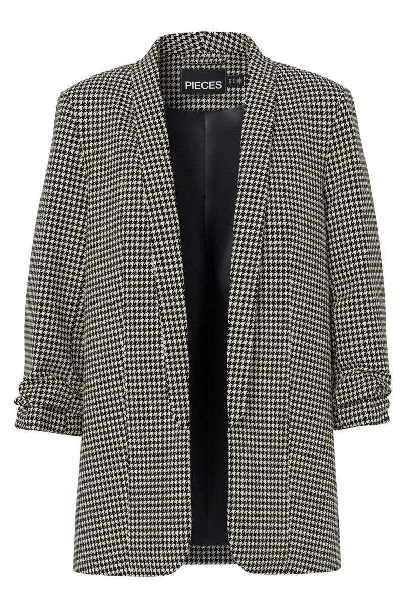 Pieces - Pcbosella 3/4 Printed Blazer - 4881031 White Pepper Houndstooth