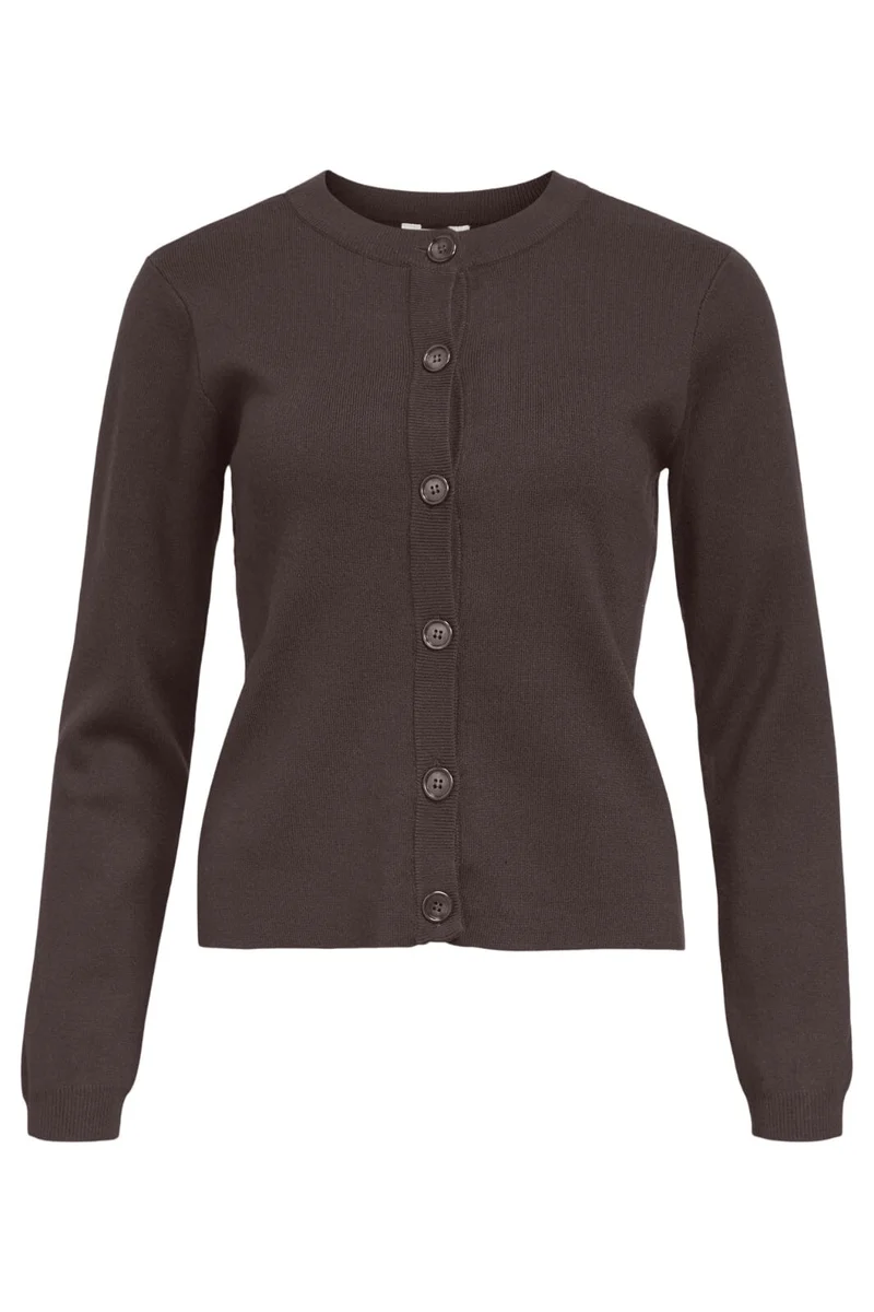 Object - Objester Sli L/S Knit Cardigan - 4872267 Seal Brown