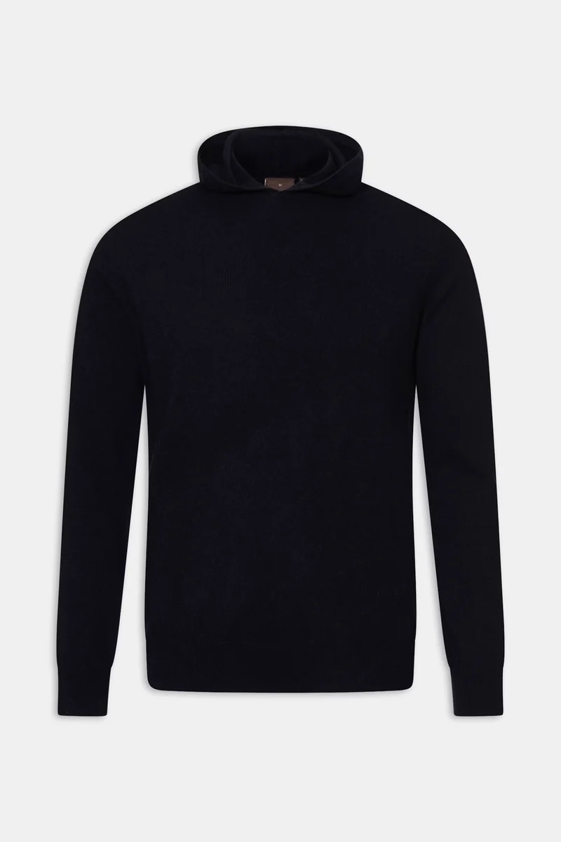OSCAR JACOBSON Pascal Cashmere Hoodie - Dark Blue