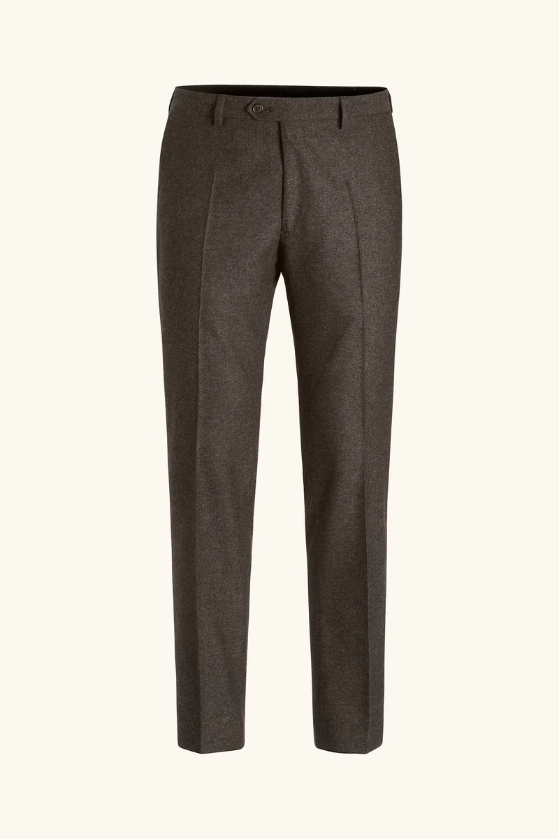 OSCAR JACOBSON Denz Brushed Wool Suit Trousers - Brown