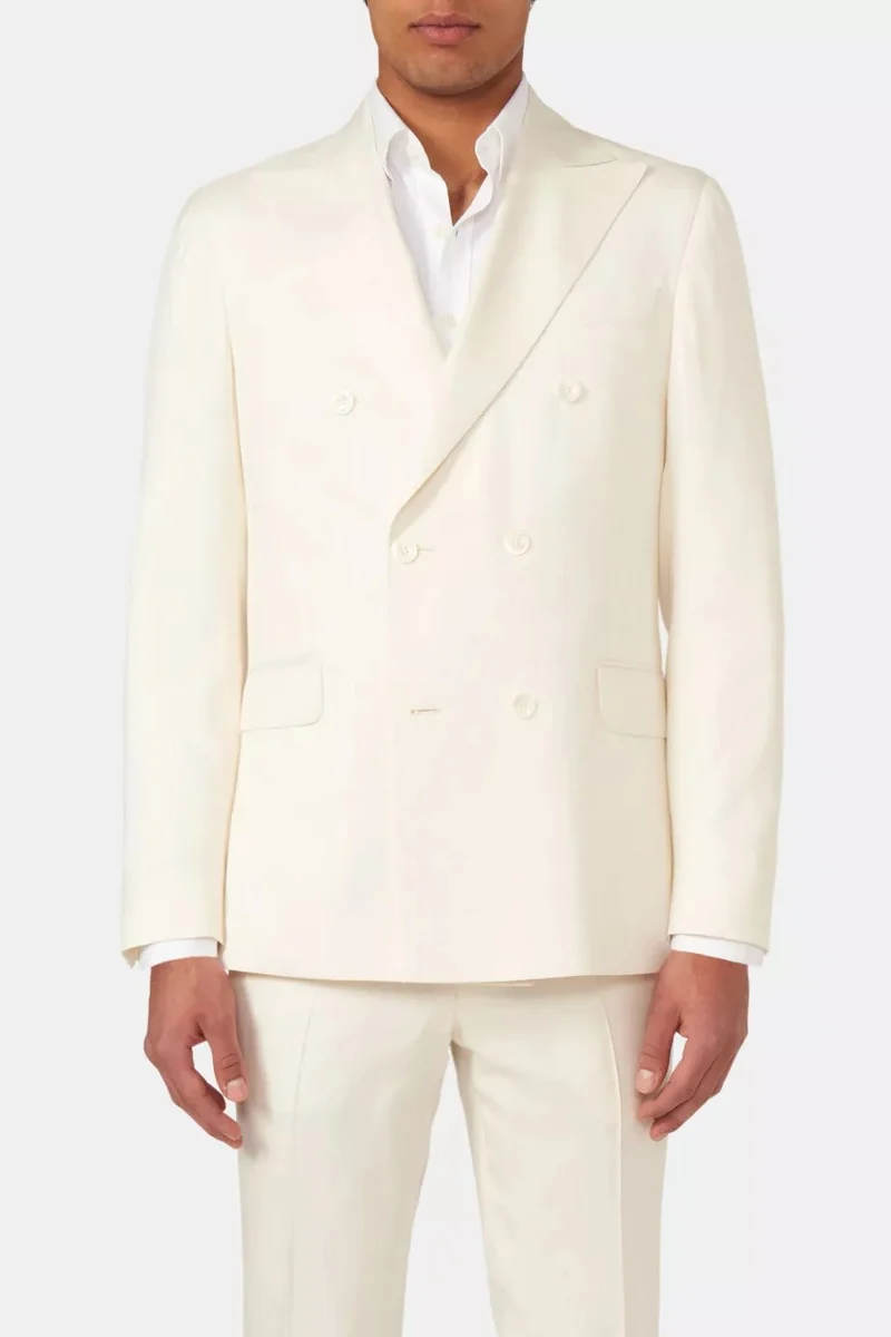 OSCAR JACOBSON Regular Fit Silk DB Suit - Off White