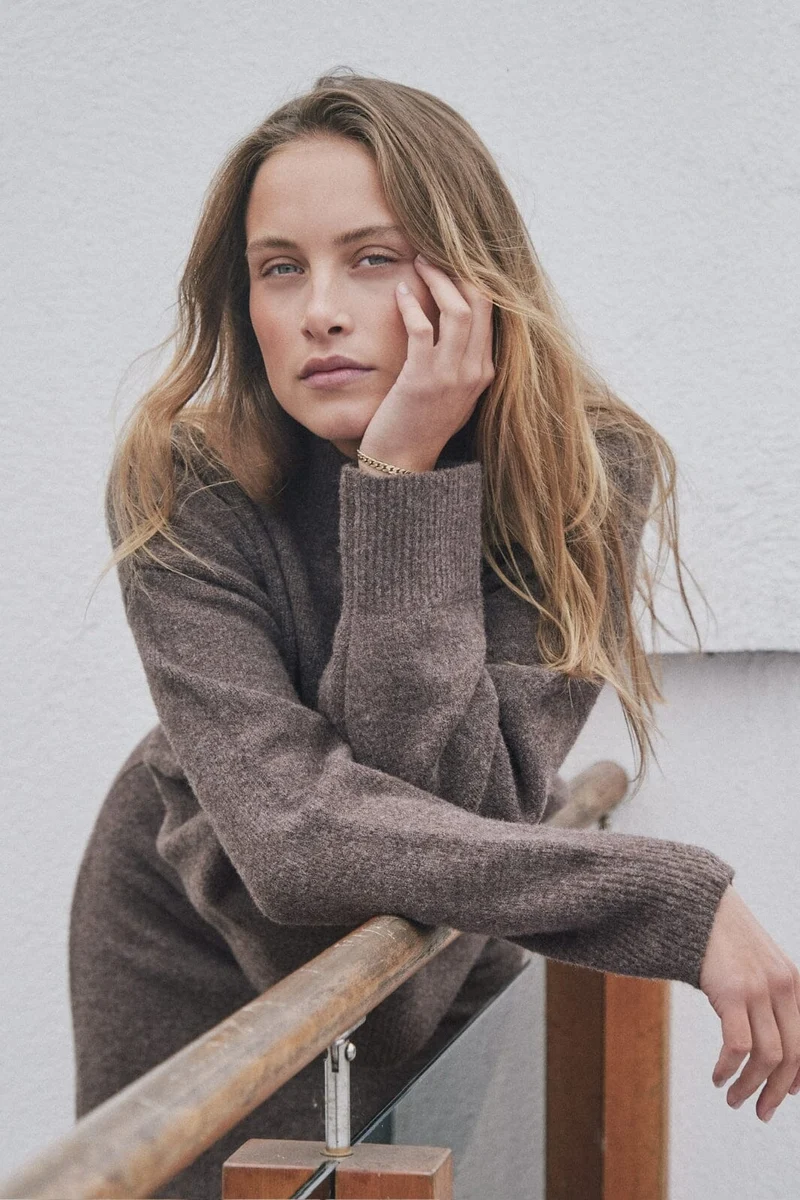 Neo Noir - Paulina Knit Blouse - Brown Melange