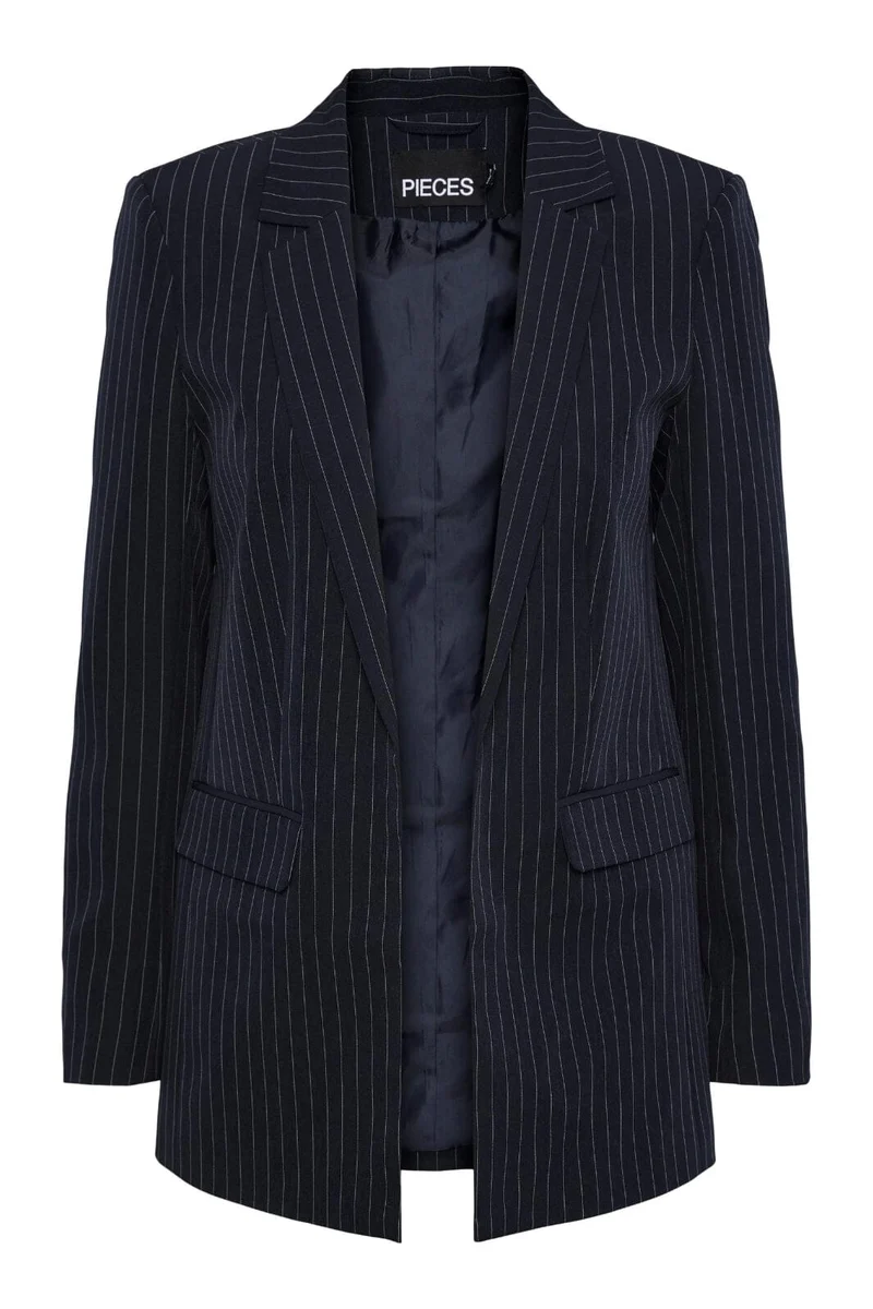 Pieces - Pcbossy Ls Loose Striped Blazer Noos - Sky Captin Pinstripe