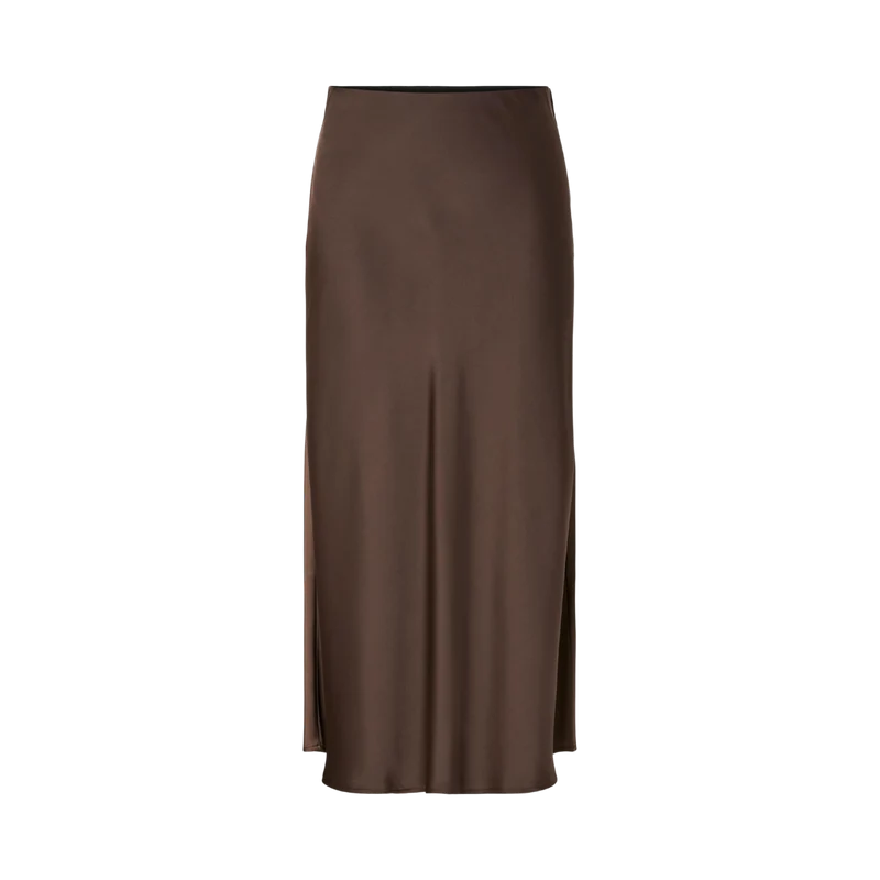 YASPella Highwaist Midi Skirt - Chocolate brown