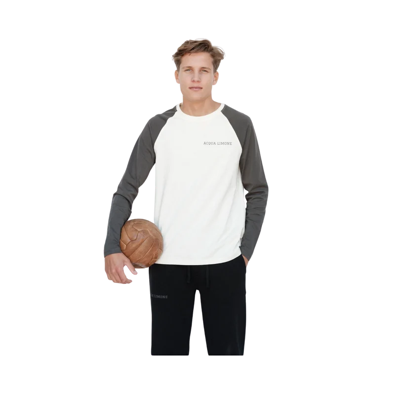 Cropped Varsity LS Tee - Ecru/Anthracite