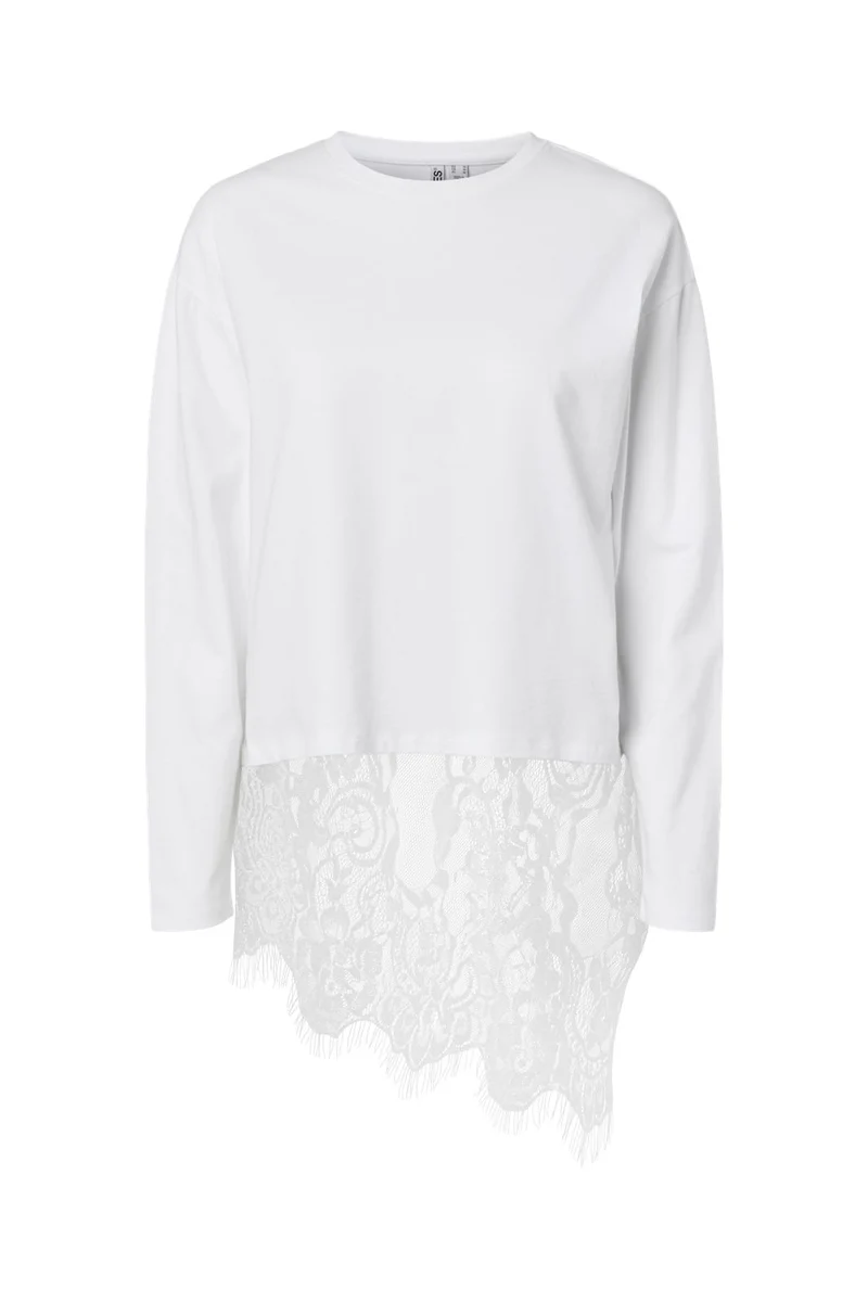 Pieces - Pcmave Ls Lace Top - 5205170 Bright White