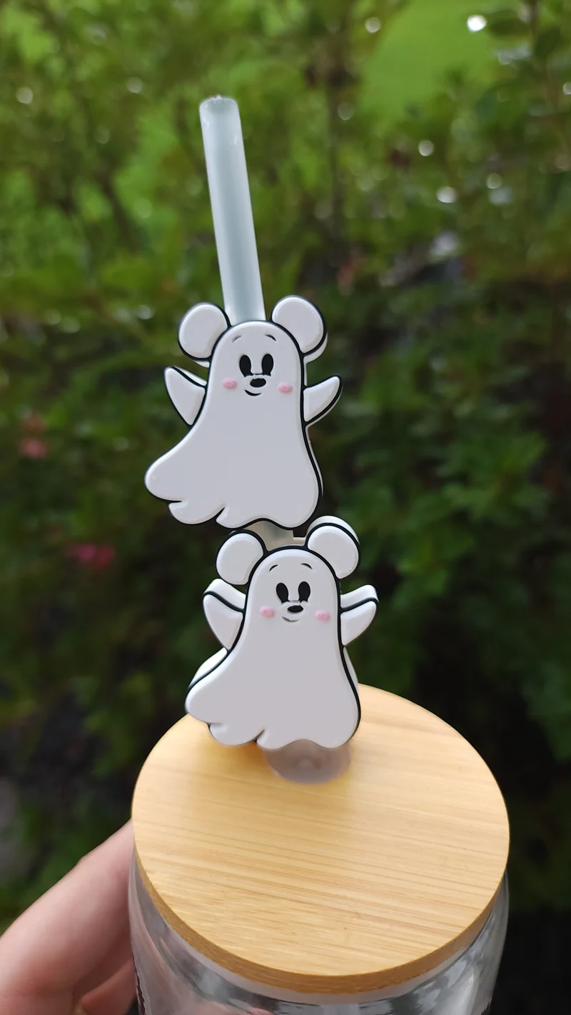 *STL /3MF FILE * Halloween Mouse Ghost Straw Topper 8mm & 10mm