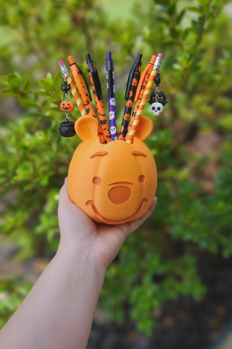 Halloween Bear Pumpkin Pen Holder