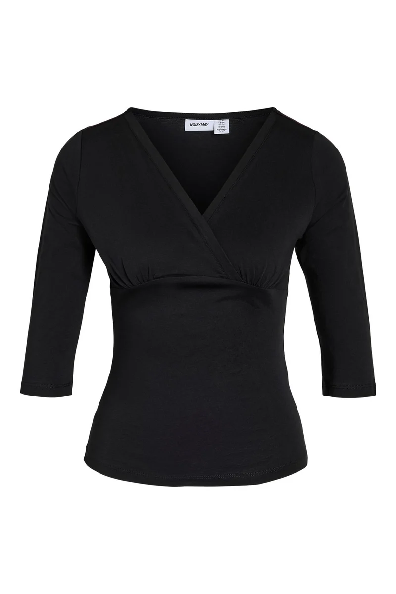 Noisy May - Nmjune 3/4 V-Neck Top - 5239150 Black