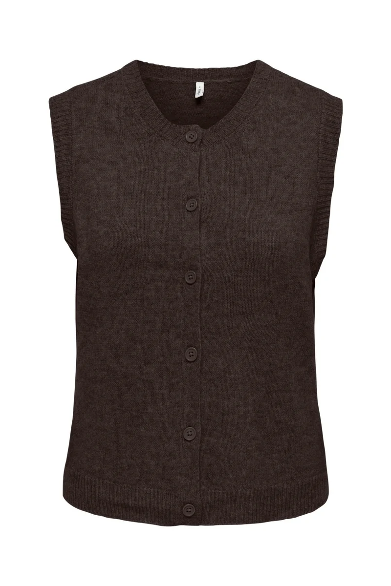 Only - Onlolivia Sl Button Vest Cc Knt - 5101157 Mole Melange/Dtm Button