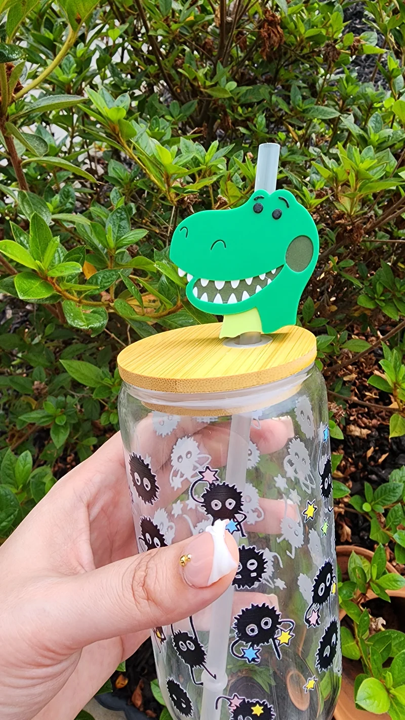 *STL /3MF FILE * Cartoon Dinosaur Straw Topper 8mm & 10mm