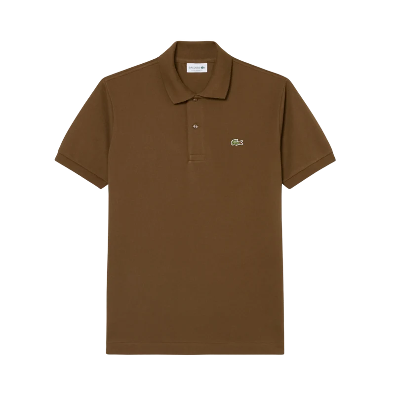 Short Sleeved Ribbed Coll - Coffee brown