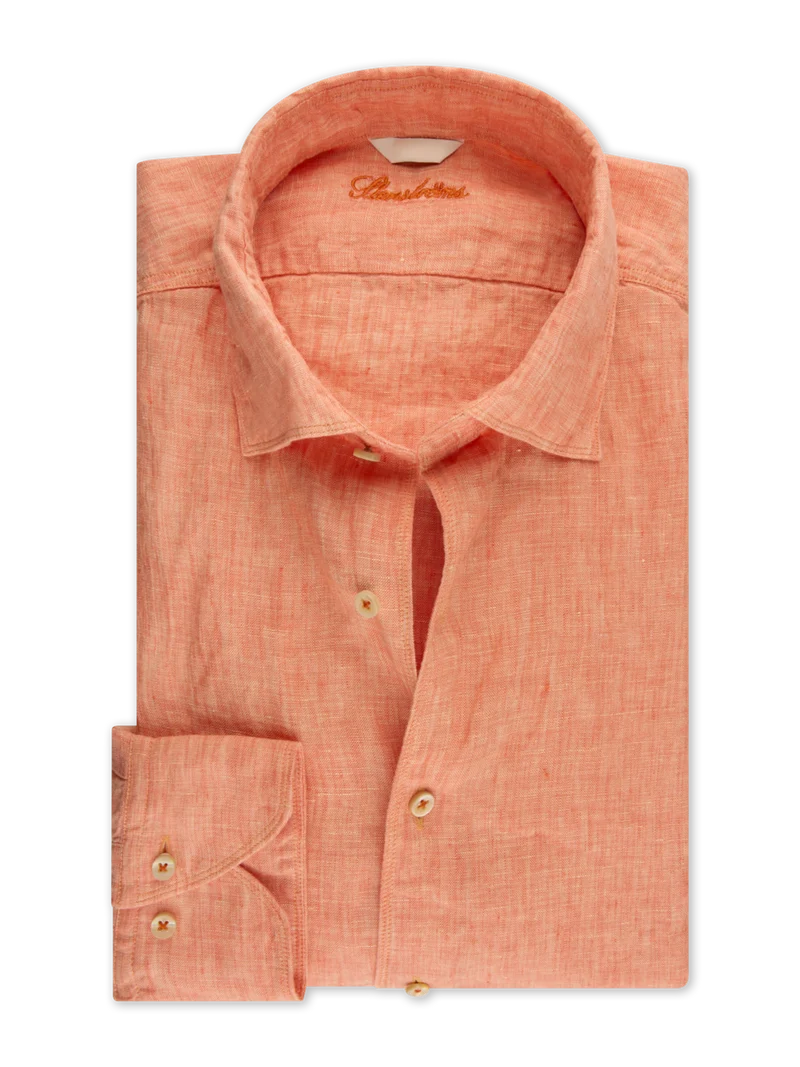 STENSTRÖMS Linen Shirt Slimline - Light Orange