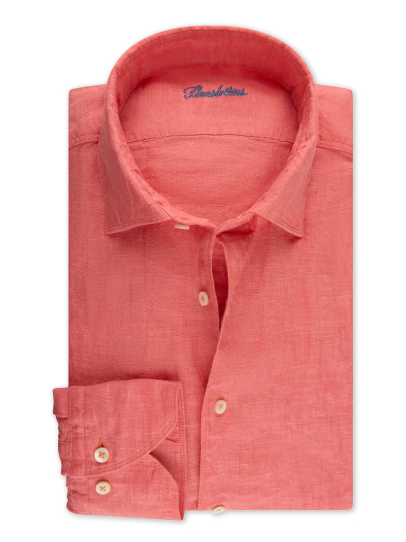 STENSTRÖMS Linen Shirt Slimline - Light Red