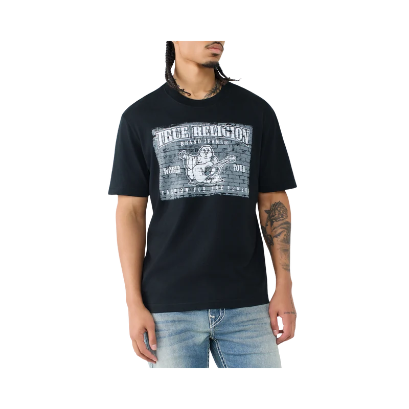 Painted Brick Buddha Tee - Jet Black