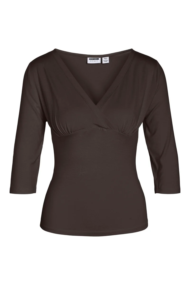 Noisy May - Nmjune 3/4 V-Neck Top - 5249540 Coffee Bean