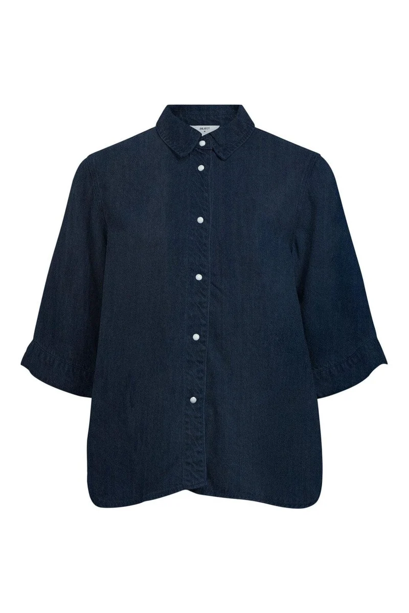 Object - Objframe 2/4 Re Denim Top - 4971966 Dark Blue Denim Rinse Wash