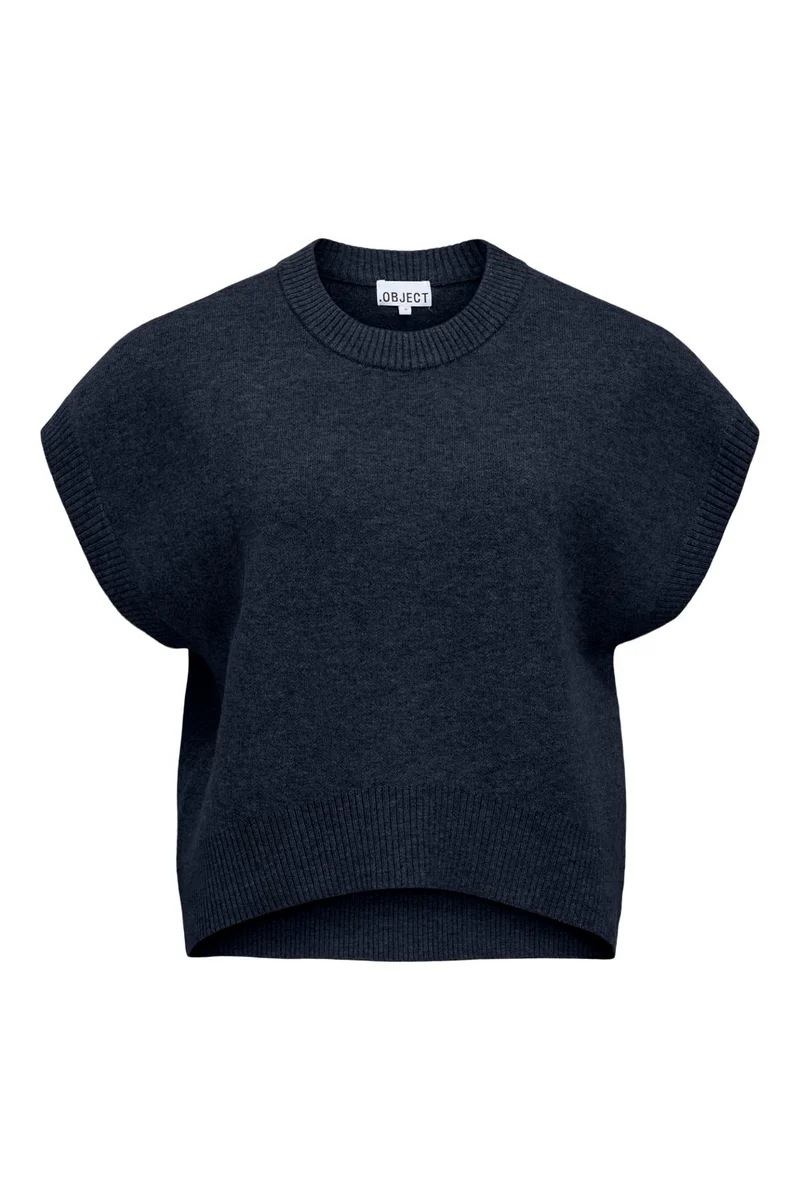 Object - Objitone S/L Lo Knit Vest 147 - 5170284 Sky Captain Melange