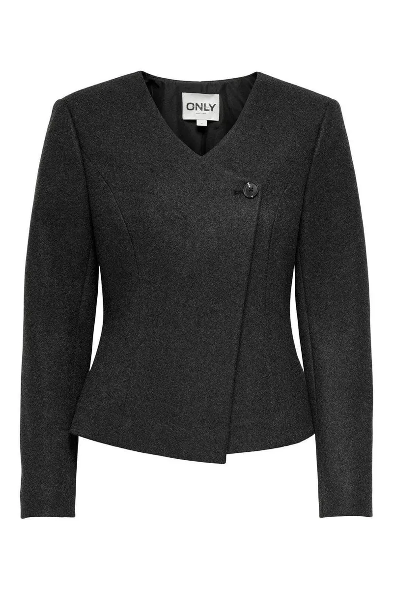 Only - Onlmaika L/S Asym Fit Jacket Ox - 4929080 Dark Grey Melange