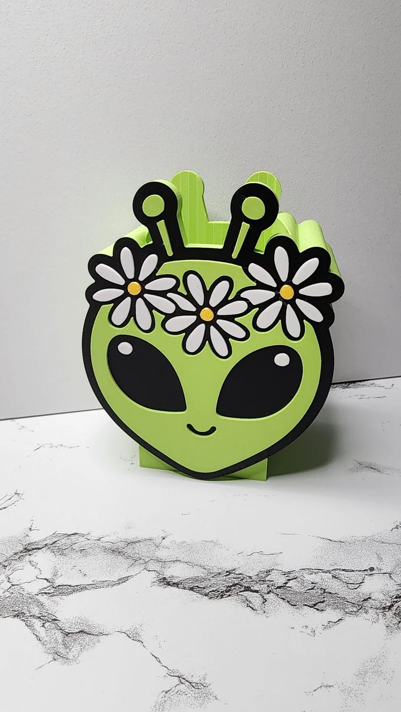 Green Alien With Flowers Bath & Body Foam Soap Holder