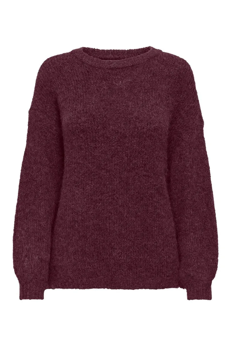 Only - Onlnellie Ls O-Neck Knt - 5113408 Winetasting Melange