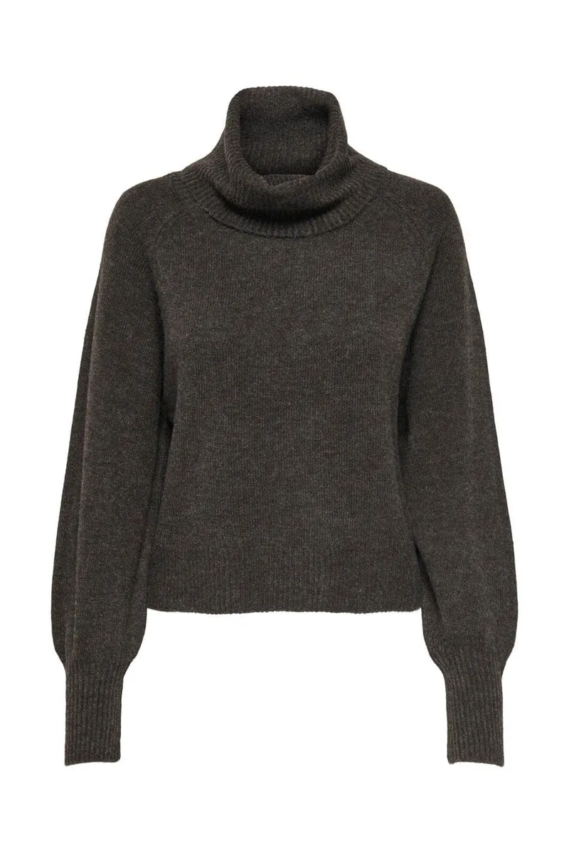 Only - Onlolivia Ls Roll Neck Cc Knt - 5091711 Mole Melange