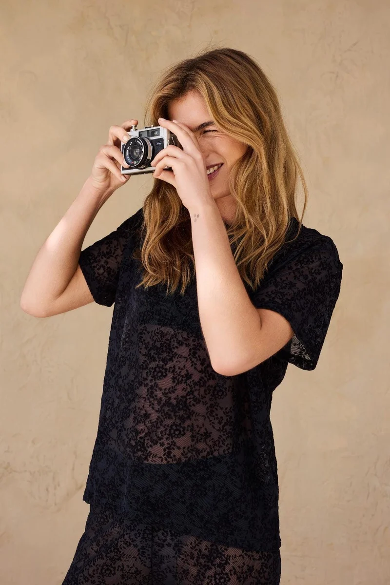 Hype The Detail - Lace Tee, Slim 852-2 - 9 - Black