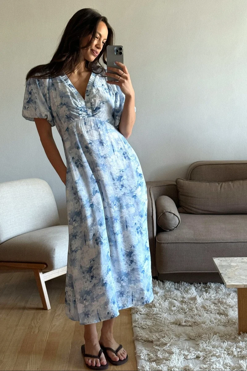 Neo Noir - Illana Floral Fusion Dress 168060 - 140 - Blue