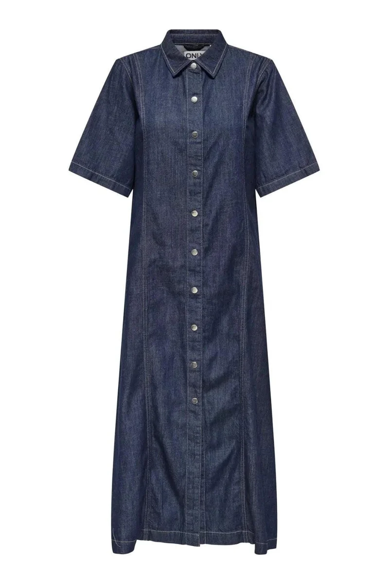 Only - Onlruna Ss Midi Dress Rinse Akm - 4989544 Dark Blue Denim