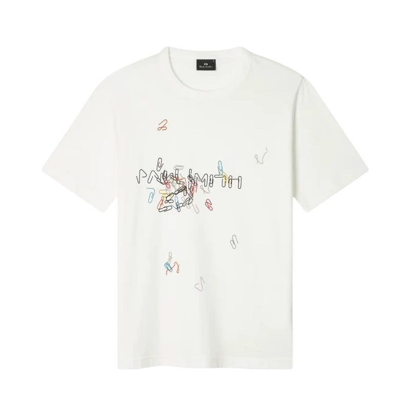 Reg Fit T-Shirt Paperclips - Off White
