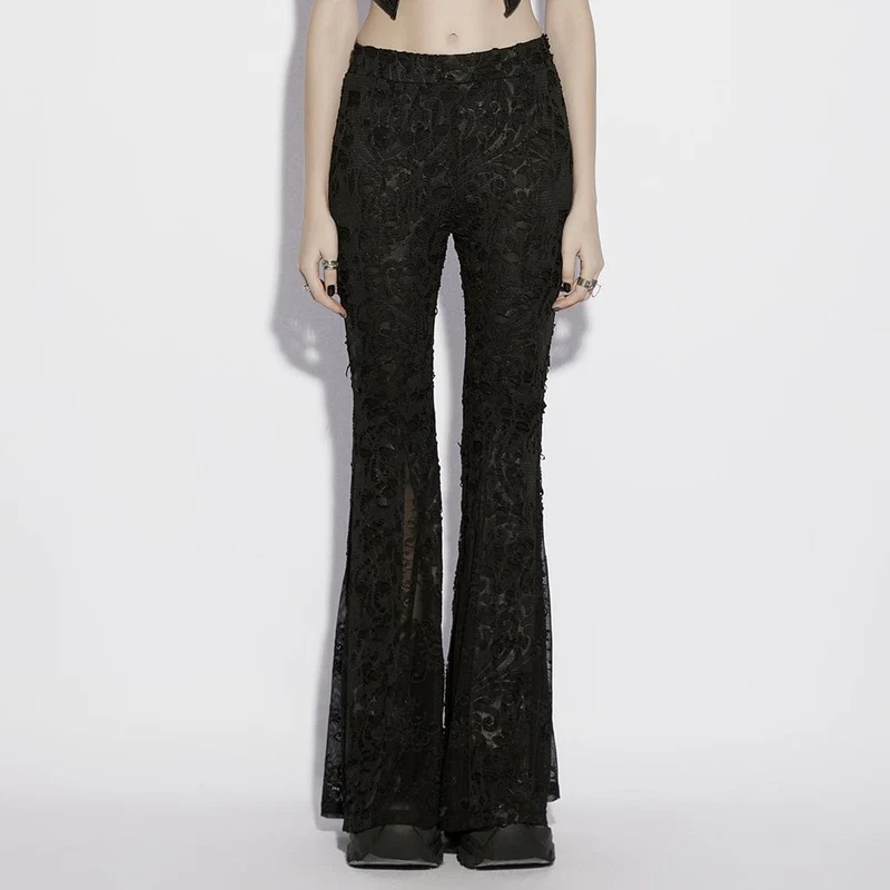 Gotiska blommiga jacquardbyxor för kvinnor