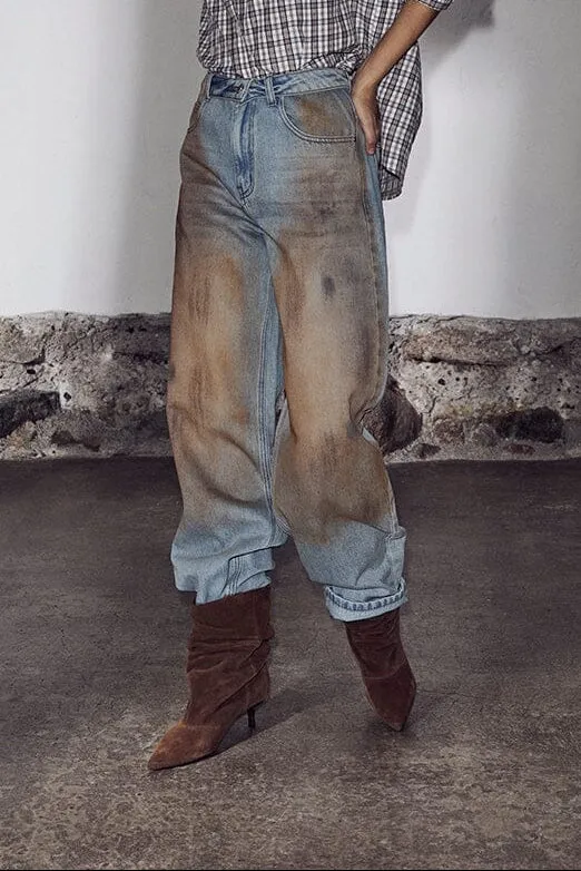 Haute L'Amitié - Barrel Vintage Wash Flip Jeans HL10717 - Bleach Dirt Denim