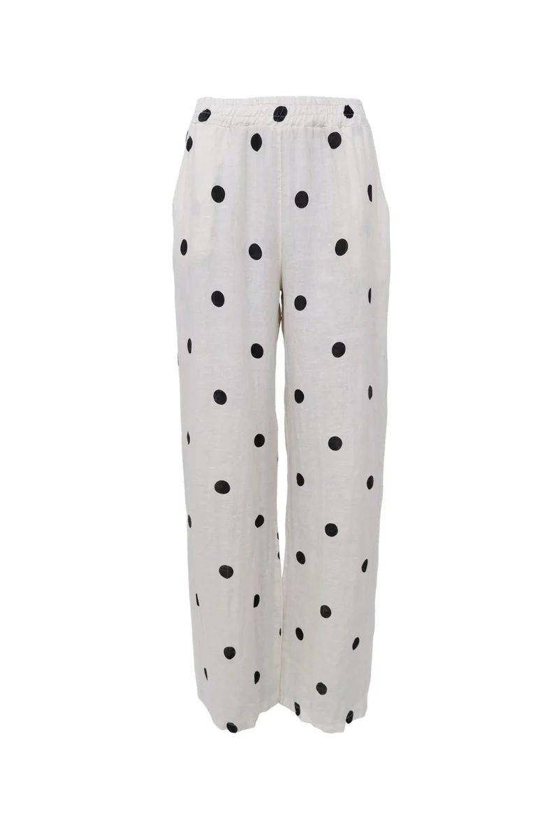 Black Colour - Bcmelina Wide Linen Pant 41114 - Dot