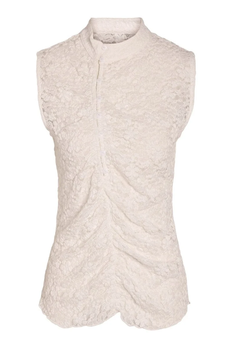 Noisy May - Nmpeyton S/L Button Top - 5225227 Snow White