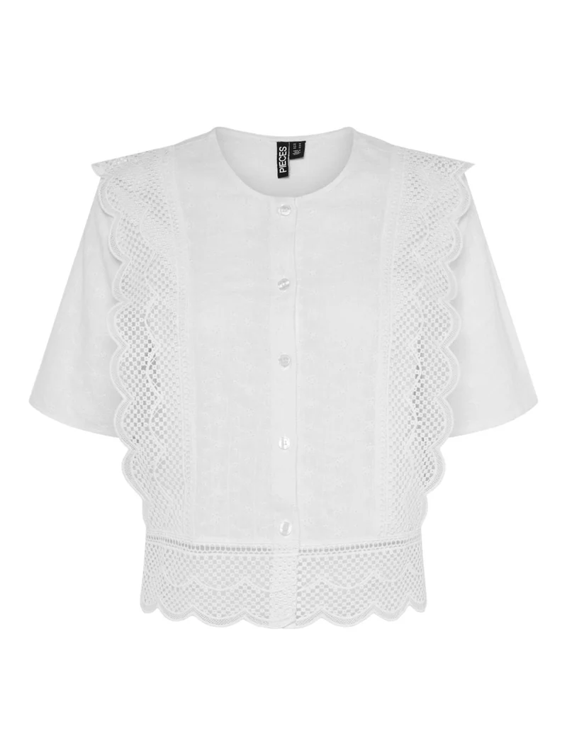 Pieces - Pcsiminna Ss Top - 4691303 Cloud Dancer