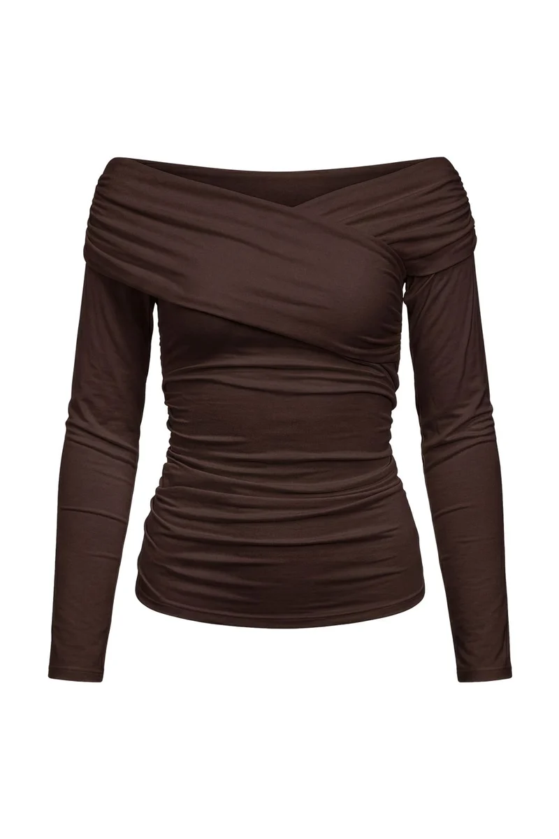 Object - Objlevih L/S Cross Over Top - 5251904 Seal Brown