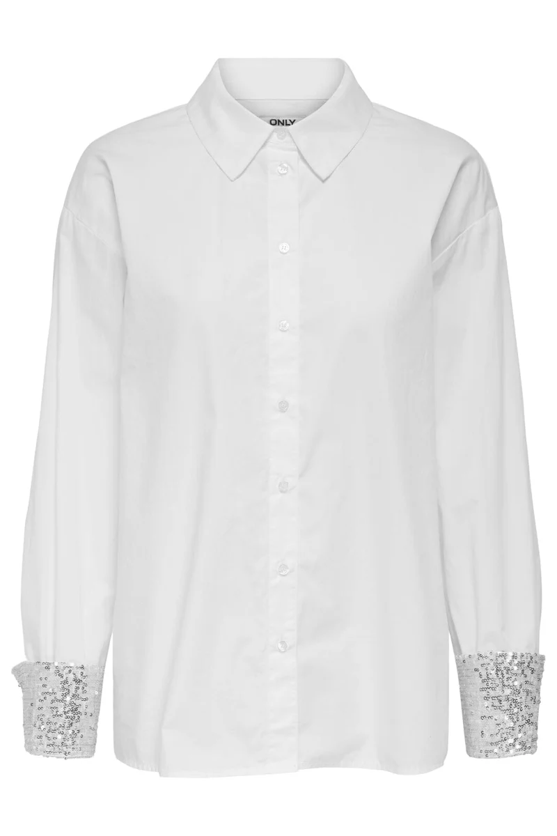 Only - Onlpanama Ls Sequines Mix Shirt - 4841579 Bright White
