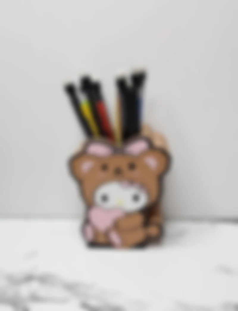 *STL FILE ONLY* Cute Cat Bear With Heart Pencil / Pen Holder Digital File
