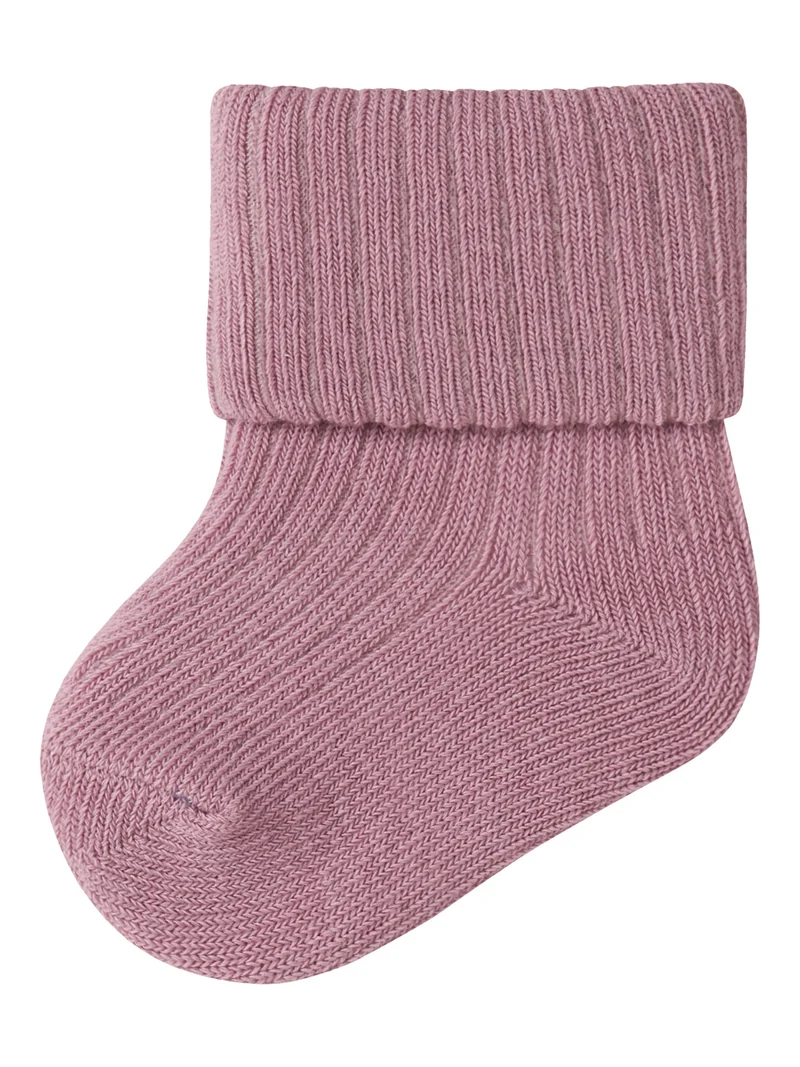 Ribbad Mörkrosa Baby Strumpor